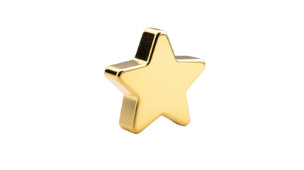 Obraz premium Golden star 3D isolated shiny metallic decorative symbol award achievement celebration success happiness on transparent background