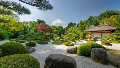 Obraz premium harmonious zen garden desin a sanctuary of simpliciy and balance embodying trnquility
