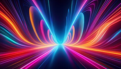 abstract neon lights background with glowing lines and dynamic energy