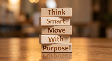 Motivational wooden blocks with inspirational message for productivity and focus