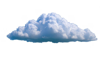 Fluffy white cloud isolated on transparent background, soft and airy with natural shape, perfect for weather, sky, or dreamy concept designs