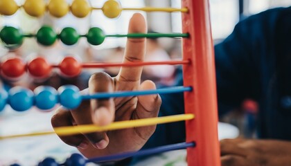 Child Using Abacus for Learning Math