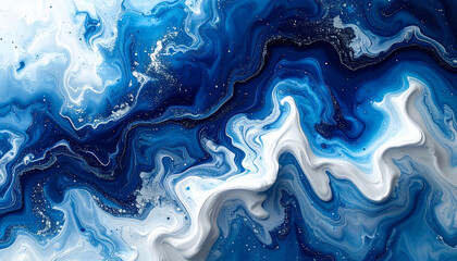Abstract Blue Fluid Art Background