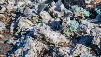 Fototapeta premium Waste Scattered Across a Polluted Site