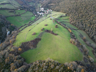 Aerial view of Aria, Aezkoa Valley.  Navarrese Pyrenees