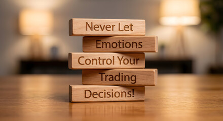 Inspiring wooden blocks with motivational quote on trading decision making