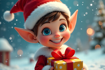 Adorable Elf Mascot for Christmas Theme Artwork