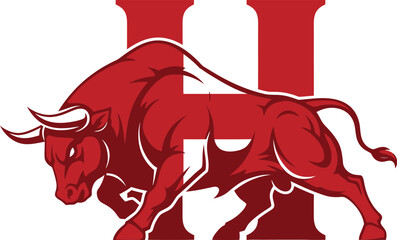 Charging Bull Market Finance Vector Illustration