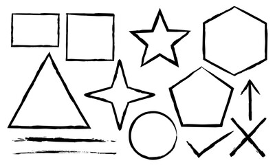 Sketchy Hand Drawn Geometric Shapes Set - Vector Doodle Frames and Symbols Collection
