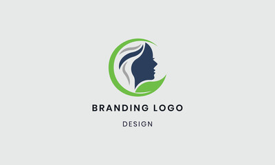 Abstract woman's face and hair logo design