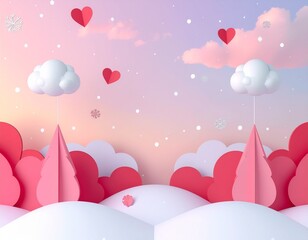 christmas background with snow and snowflakes