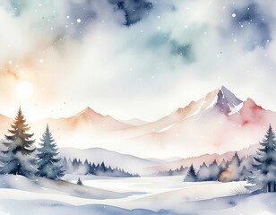 winter landscape with mountains