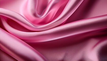 Obraz premium pink satin fabric with gentle folds close up of smooth glossy pink silk material showing a soft swirl and reflective texture