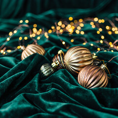christmas balls on a dark background