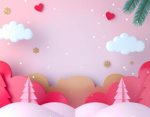 christmas background with snow and snowflakes
