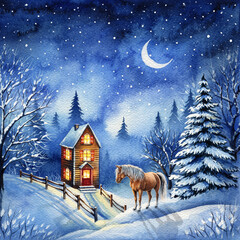 winter landscape with house