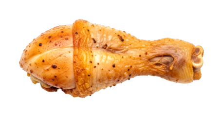 Delicious roasted chicken drumstick, perfectly cooked with crispy golden skin and savory spices, offering a mouth-watering culinary experience.