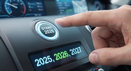2026 new year button start switch business car automobile future concept