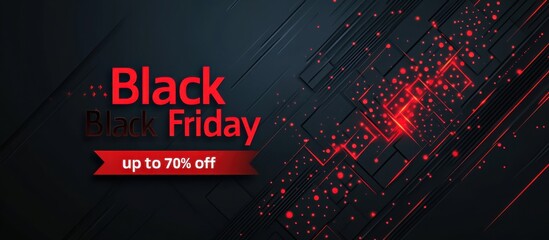 Black Friday sale banner with bold red text and geometric design
