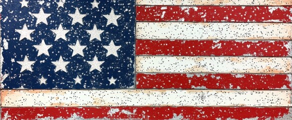 Fototapeta premium Rustic textured collage of the American flag with vintage charm