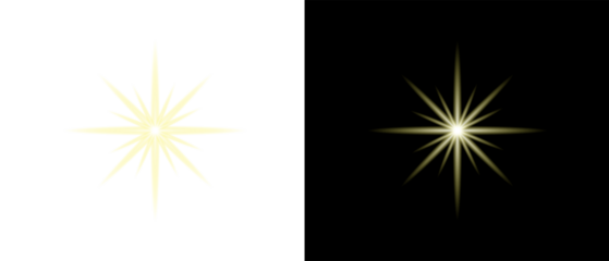 Two bright yellow starbursts isolated on transparent background