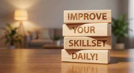 Motivational Wooden Blocks with Inspiring Message to Enhance Daily Skills