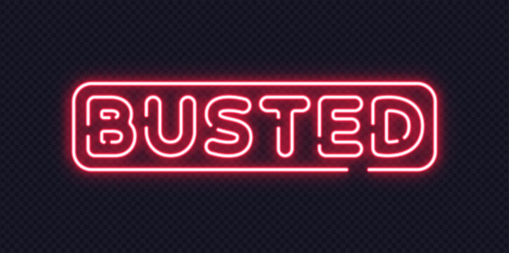 Neon text busted in bold glowing style on dark background. Suitable for alerts, gaming or dramatic effects.