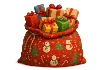 Christmas presents in a red sack illustrating holiday season, festive gifting, and winter celebration concept