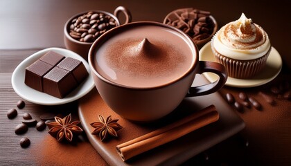 hot coffee and sweet chocolate chip cookies make a delicious snack