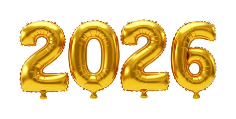 Golden foil balloons forming the year 2026 are prominently displayed, symbolizing upcoming celebrations, new beginnings, and future events.