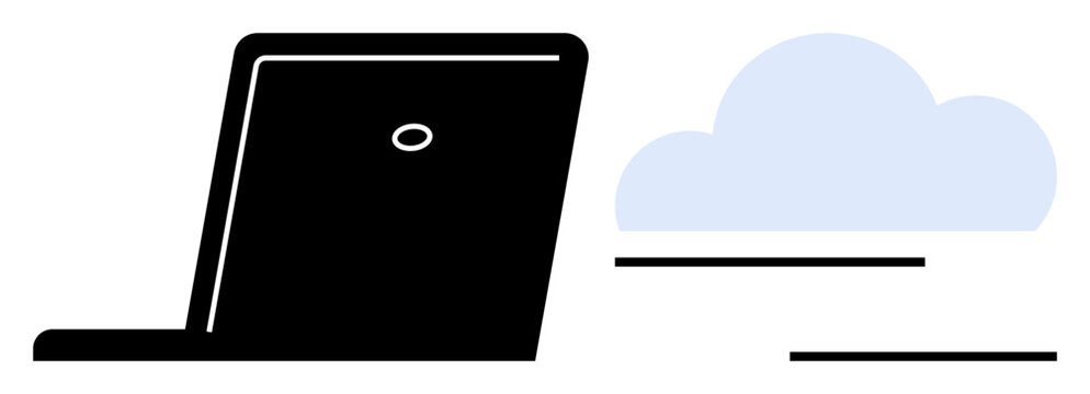 Minimalistic design of a laptop and a cloud, symbolizing connectivity, storage, remote work, and technology. Ideal for data management, IT services, collaboration, innovation modern workflow - Powered by Adobe