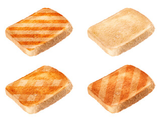 Toast bread slices isolated on white, set