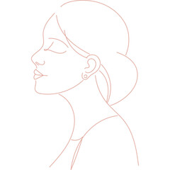 Minimalist line art woman portrait illustration, vector