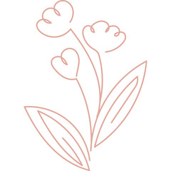 Line art illustration of flower with leaves