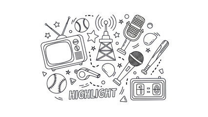 Baseball equipment illustration training gear sport items vector design