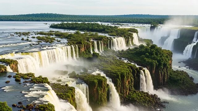 Breathtaking view of iguazu falls on a sunny day