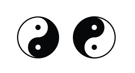 Two yin and yang symbols displayed in black and white contrast