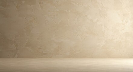 Neutral beige textured plaster wall surface providing a clean, stable, and minimalist empty backdrop for product placement ,shadow ,neutral ,cream