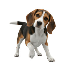 High-Resolution Beagle Puppy PNG – Studio Portrait of Cute Small Dog Isolated on Light Grey Background for Pet and Animal Concept