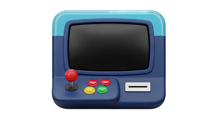 Retro Arcade Game Machine With Joystick and Buttons on Transparent Background