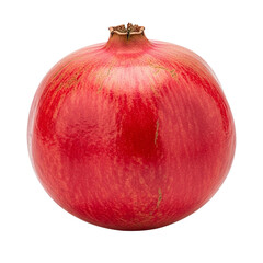 Front-Facing Close-Up PNG of Whole Pomegranate – Detailed Studio Shot of Fresh Red Fruit Isolated on Light Grey Background