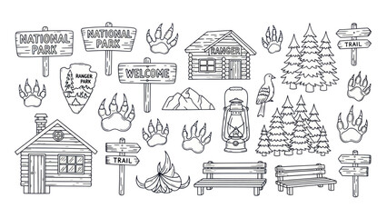 Camping and outdoor recreation themed vector illustrations collection