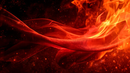 red fire flames on black background, horizontal banner, free space for text and copy