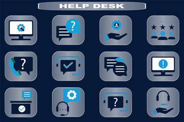 Comprehensive Helpdesk and Customer Support Service Icons for Business Communication Solutions