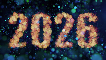 Golden Bokeh 2026 Numbers Celebration Background With Sparkling Lights And Night Sky