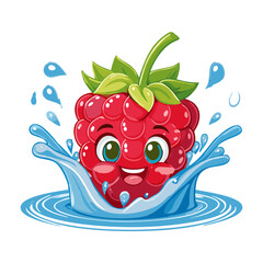 cute raspberry in water splash 2