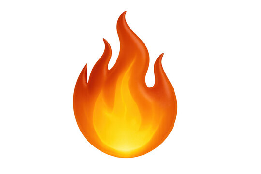 Realistic flame emoji displaying fiery heat and burning sensation symbol on transparent background