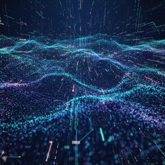 Futuristic neon sound wave visualization. Abstract audio waveform with glowing pink and blue lines on a grid background.
Abstract layered waves with gradient purple, pink, orange, and yellow colors. 