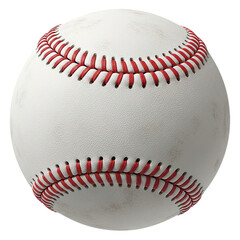 Detailed Close-Up Baseball Isolated on Clean Light Background | High-Resolution Sports Equipment Image Showing Leather Texture and Red Stitching