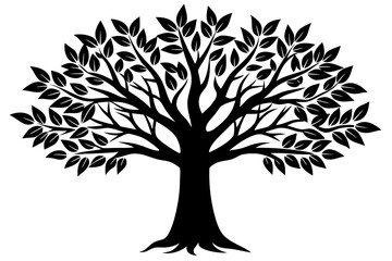 Obraz premium Neem tree white background linocut design vector illustration